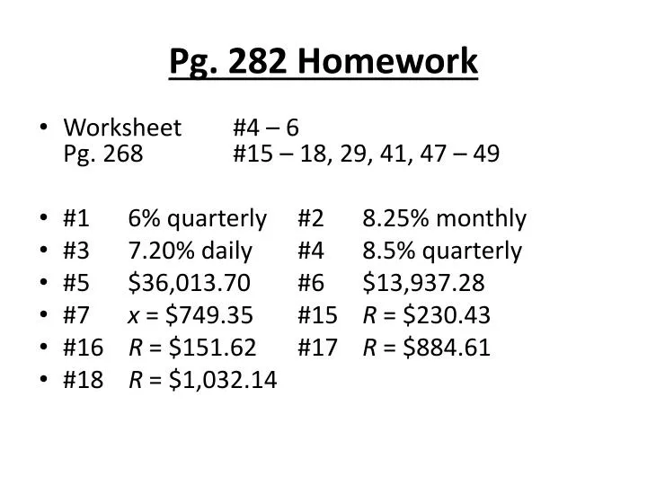pg 282 homework