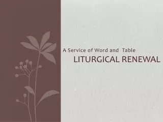 liturgical renewal