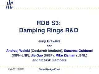 RDB S3: Damping Rings R&amp;D