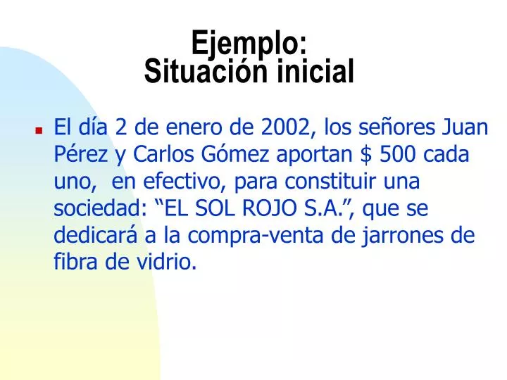 ejemplo situaci n inicial