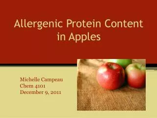 Allergenic Protein Content in Apples