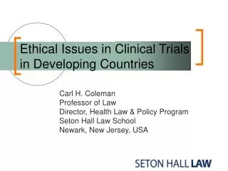 Ethical Issues in Clinical Trials in Developing Countries