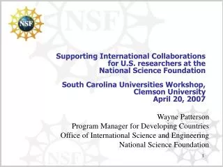 Supporting International Collaborations for U.S. researchers at the National Science Foundation