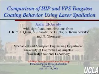Comparison of HIP and VPS Tungsten Coating Behavior Using Laser Spallation