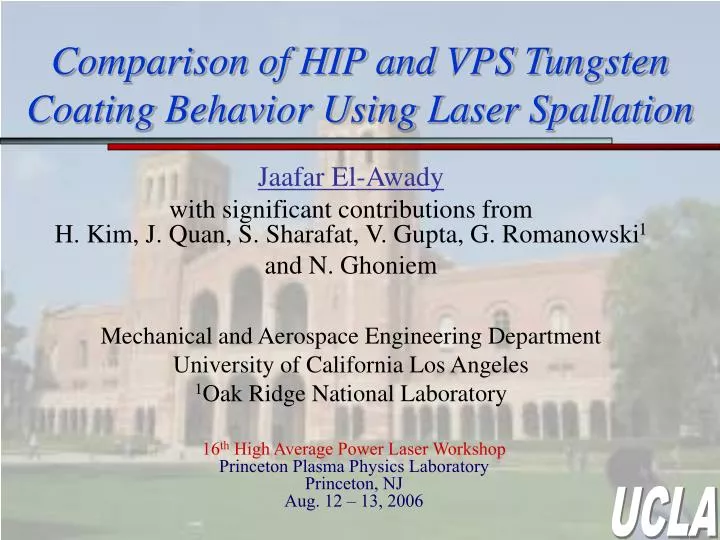 comparison of hip and vps tungsten coating behavior using laser spallation