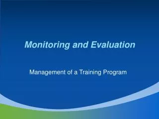 Monitoring and Evaluation