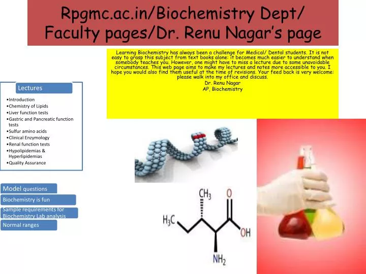 rpgmc ac in biochemistry dept faculty pages dr renu nagar s page