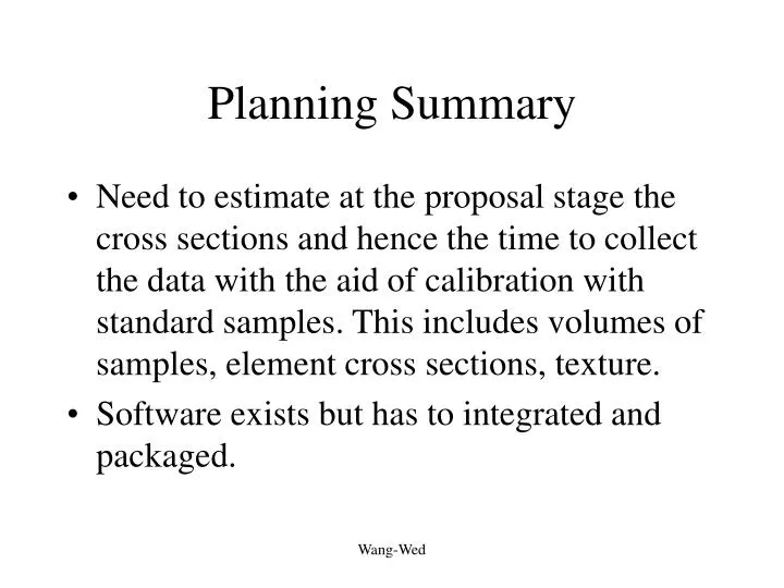 planning summary