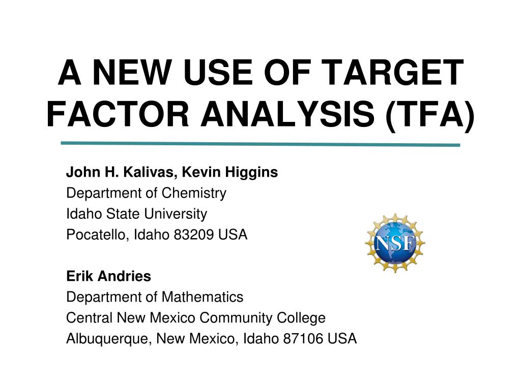 Tfa Model PPT - A NEW USE OF TARGET FACTOR ANALYSIS (TFA) PowerPoint Presentation ...
