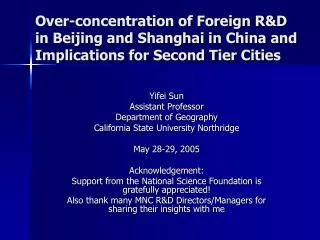 Yifei Sun Assistant Professor Department of Geography California State University Northridge