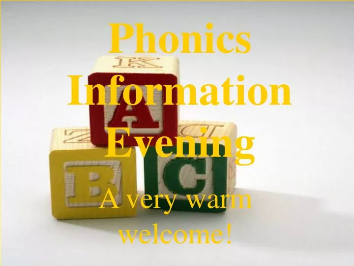 phonics information evening