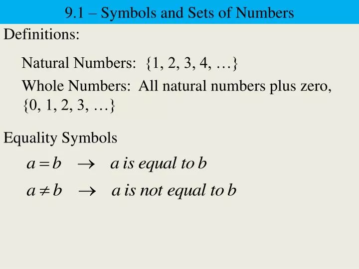 9 1 symbols and sets of numbers