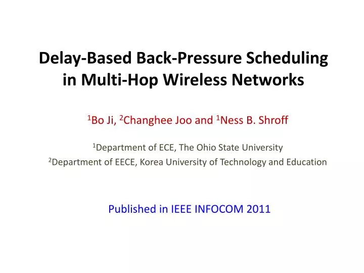 delay based back pressure scheduling in multi hop wireless networks
