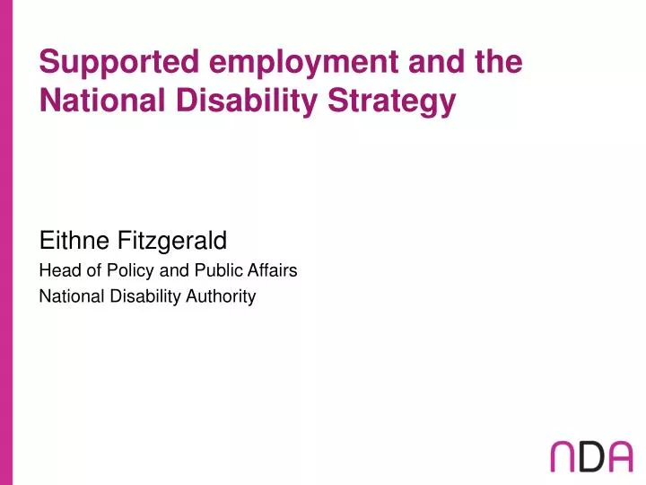 supported employment and the national disability strategy
