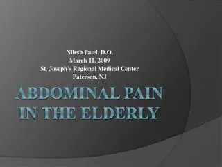 Abdominal pain in the elderly