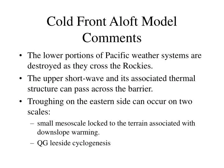cold front aloft model comments