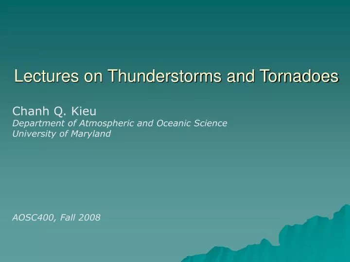 lectures on thunderstorms and tornadoes