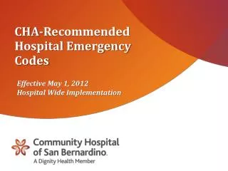 CHA-Recommended Hospital Emergency Codes