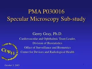 PMA P030016 Specular Microscopy Sub-study