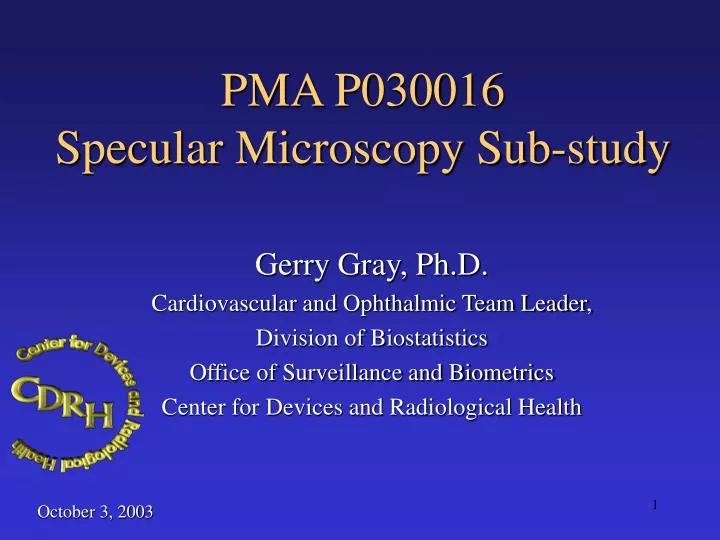 pma p030016 specular microscopy sub study
