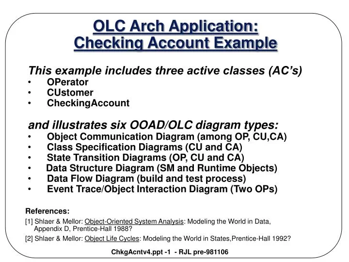 olc arch application checking account example