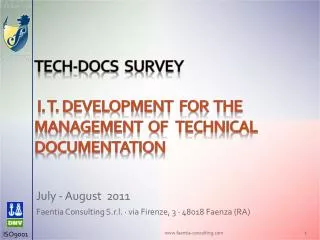 Tech-docs SURVEY I. T. DEVELOPMENT FOR THE MANAGEMENT OF TECHNICAL DOCUMENTATION