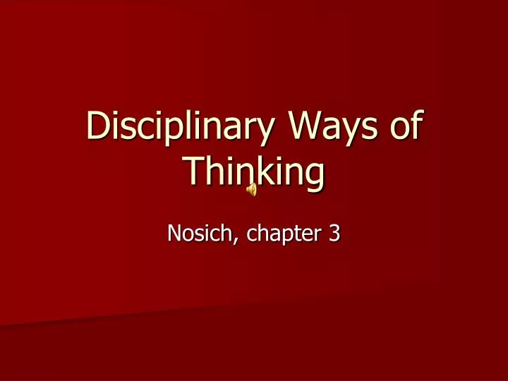 disciplinary ways of thinking
