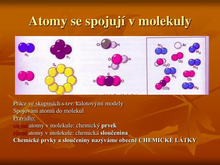 atomy se spojuj v molekuly