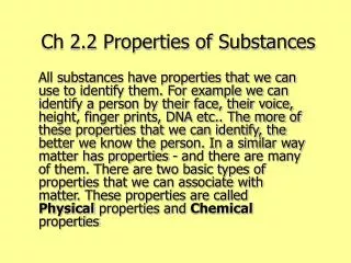 Ch 2.2 Properties of Substances