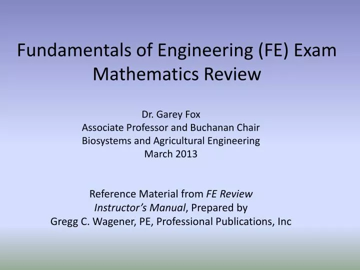 fundamentals of engineering fe exam mathematics review