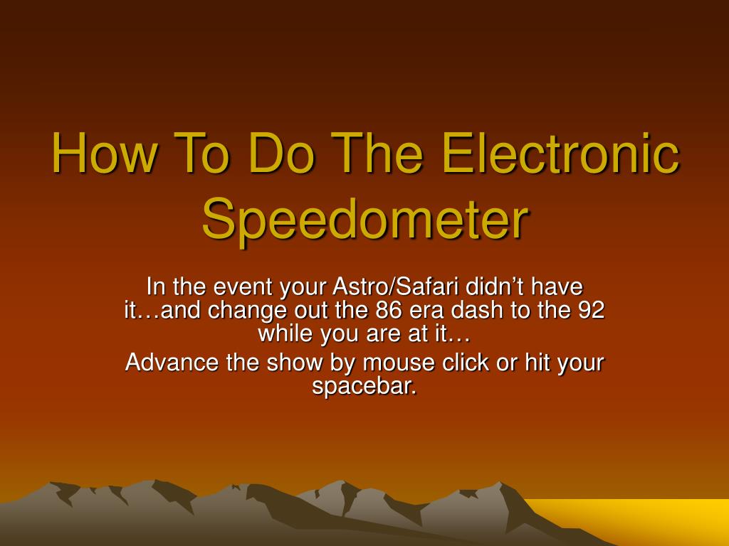 Learning Speedometer PPT - How To Do The Electronic Speedometer PowerPoint Presentation ...