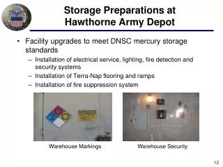 Storage Preparations at Hawthorne Army Depot