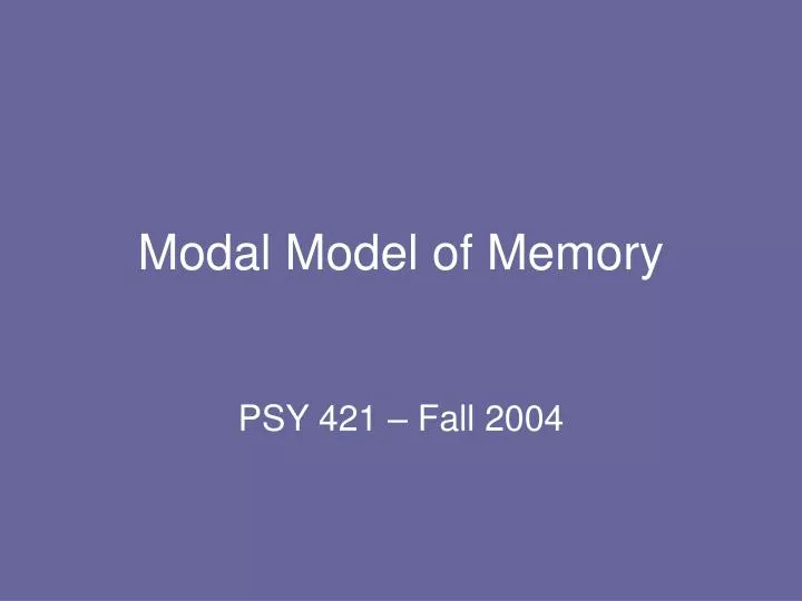 modal model of memory