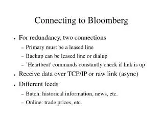 Connecting to Bloomberg