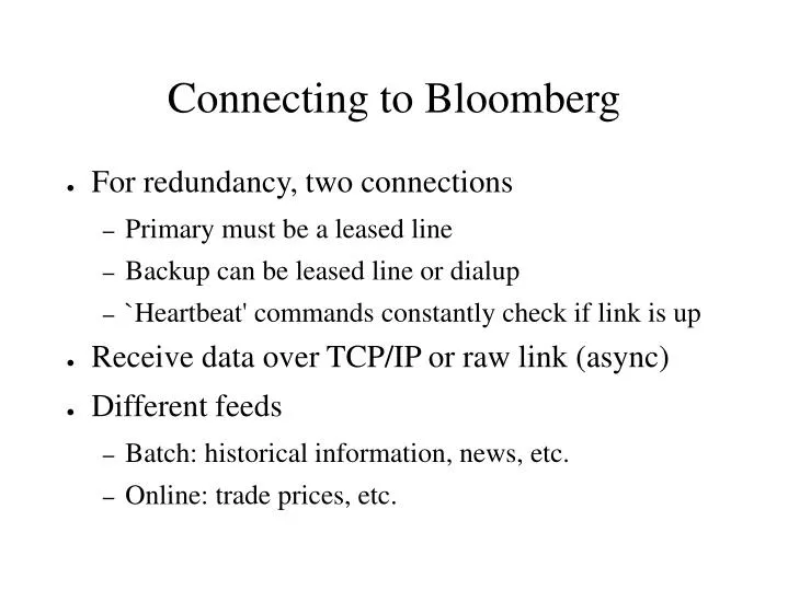 connecting to bloomberg