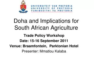Doha and Implications for South African Agriculture