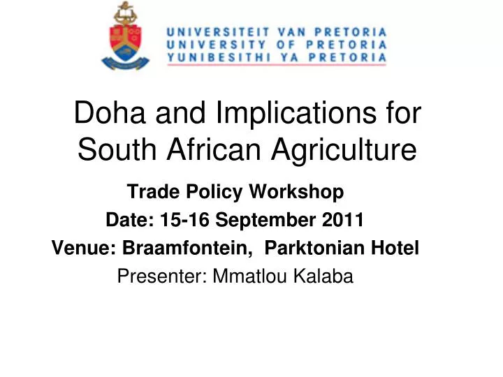 doha and implications for south african agriculture