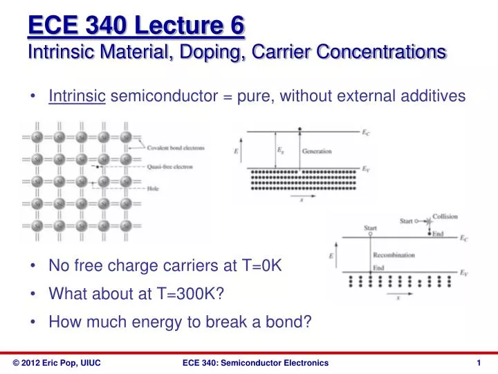 ece 340 lecture 6 intrinsic material doping carrier concentrations
