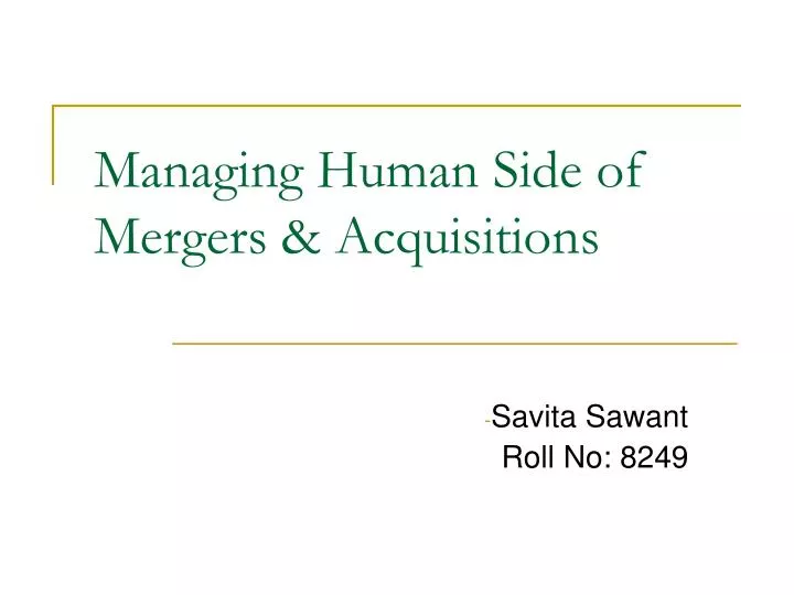 managing human side of mergers acquisitions