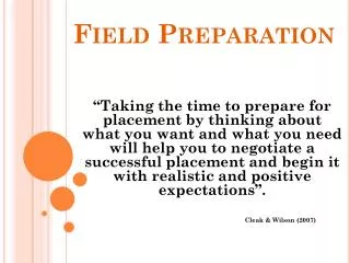 Field Preparation