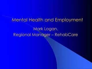 Mental Health and Employment