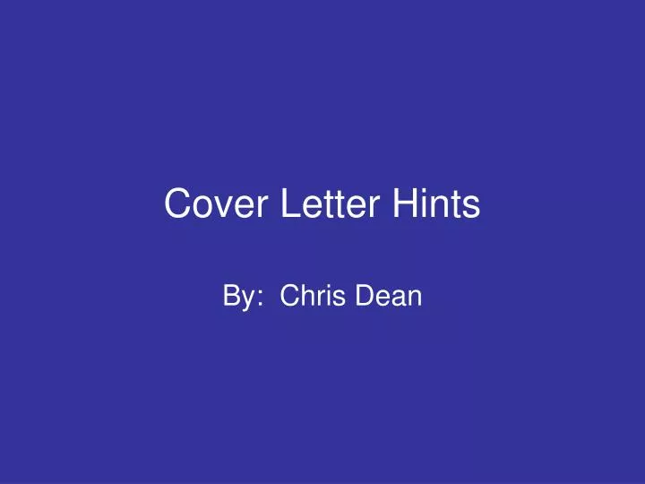 cover letter hints