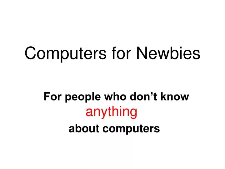 computers for newbies