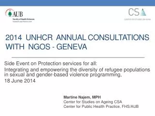 2014 UNHCR Annual Consultations with NGOS - GENEVA