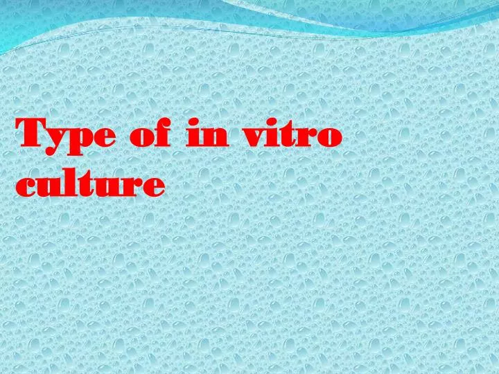 type of in vitro culture