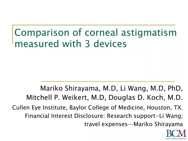comparison of corneal astigmatism measured with 3 devices