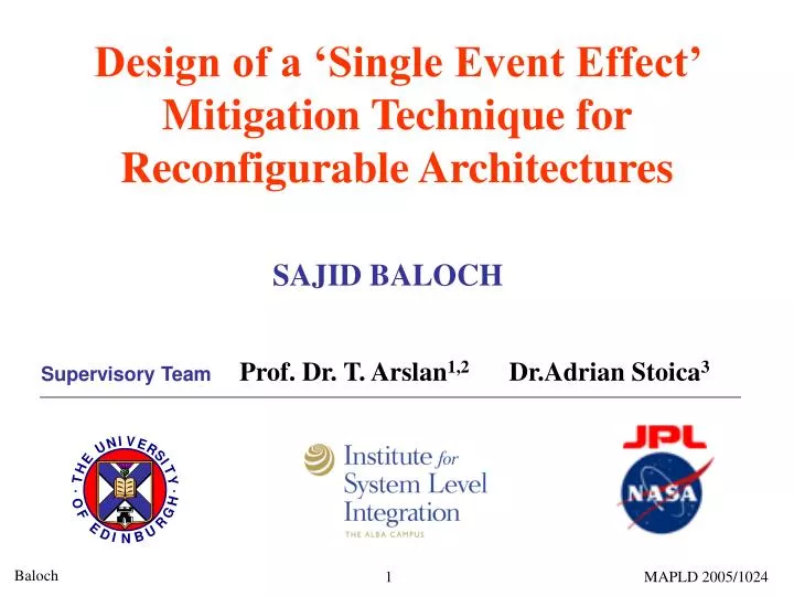 design of a single event effect mitigation technique for reconfigurable architectures