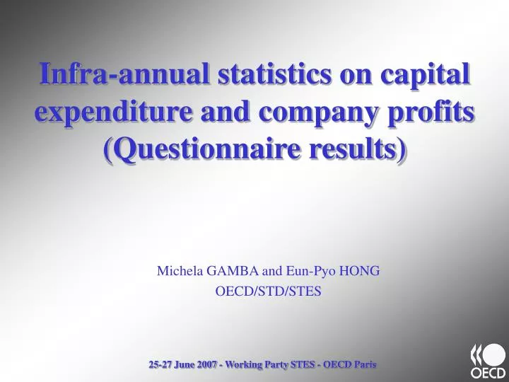 infra annual statistics on capital expenditure and company profits questionnaire results