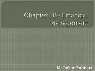 Chapter 18 - Financial Management