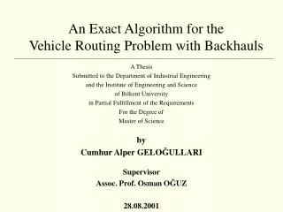 An Exact Algorithm for the Vehicle Routing Problem with Backhauls